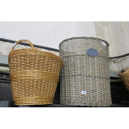 542 - LARGE WICKER LAUNDRY BASKET, AND LOG BASKET