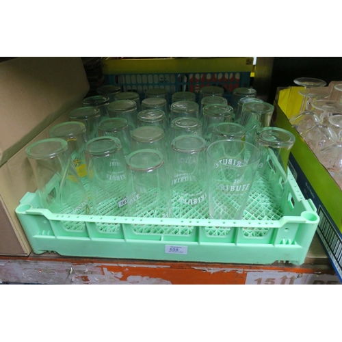 638 - CRATE OF PINT GLASSES