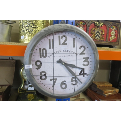 1184 - A LARGE REPRO INDUSTRIAL STYLE METAL CLOCK