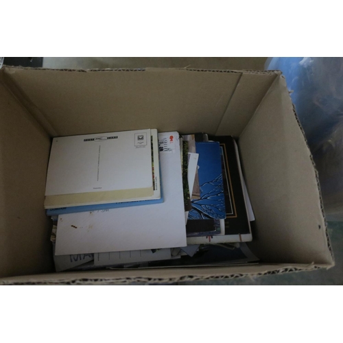 1407 - BOX OF POSTCARDS AND EPHEMERA