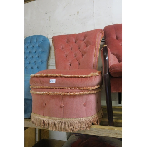 1730 - PINK VELOUR BEDROOM CHAIR