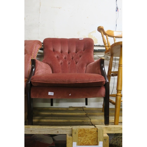 1731 - PINK VELOUR FIRESIDE CHAIR