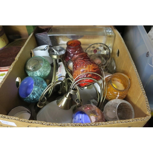 615 - CRATE OF MIXED ODDS INCLUDING CANDLES