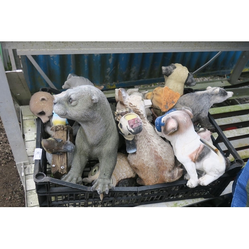 41 - CRATE OF GARDEN ORNAMENTS