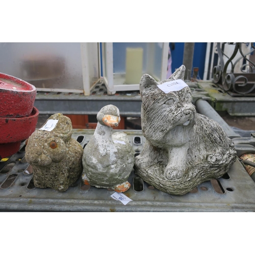 3 CONCRETE GARDEN ORNAMENTS