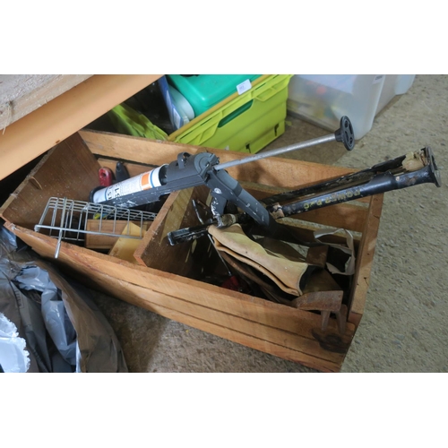 382 - WOODEN CRATE OF GARAGE ODDS