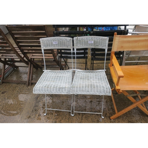 229 - 2 RATTAN CHAIRS WITH METAL FOLDING FRAMES