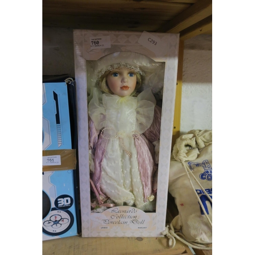 760 - LEONARDO COLLECTION PORCELAIN DOLL IN BOX - 