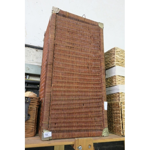 794 - LARGE WICKER LAUNDRY BASKET - ORIENTAL STYLE FIXINGS