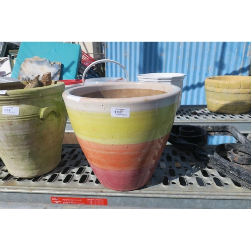 113 - 2 GLAZED PLANT POTS