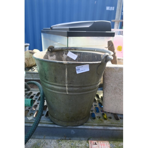 60 - GALVANISED BUCKET WITH FOOTBALL