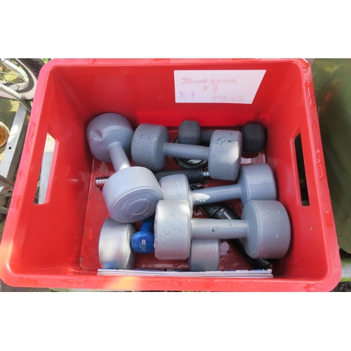 84 - CRATE OF DUMBELLS