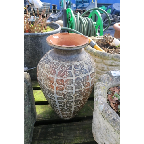 87 - RED MUD URN SHAPED POT