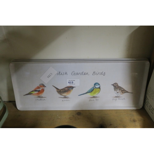 419 - 3 BRITISH GARDEN BIRDS TRAYS