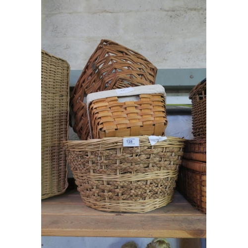 728 - 3 WICKER BASKETS