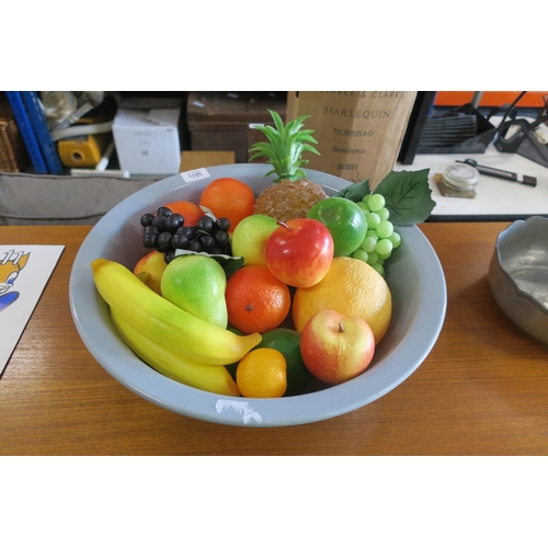 1108 - LARGE CERAMIC BOWL WITH ARTIFICIAL FRUIT