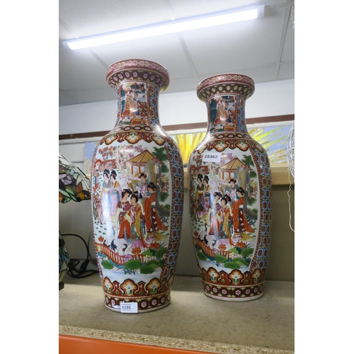 1185 - TWO LARGE SATSUMA STYLE VASES