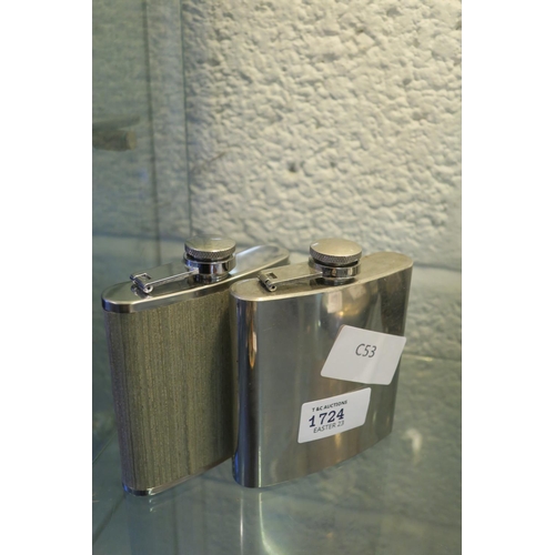 1724 - TWO STAINLESS STEEL HIP FLASKS