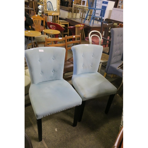 1816 - PAIR OF DUCK EGG BLUE UPHOLSTERED DINING CHAIRS