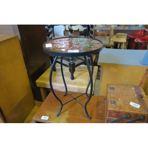 1860 - SMALL METAL SIDE TABLE WITH GLAZED TOP