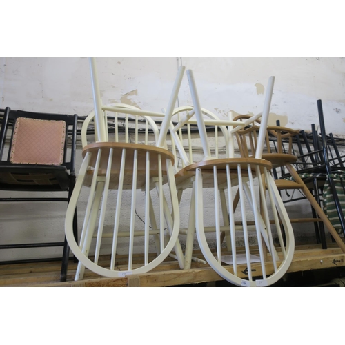 1100 - SET OF 4 CREAM WIDSOR BACK CHAIRS