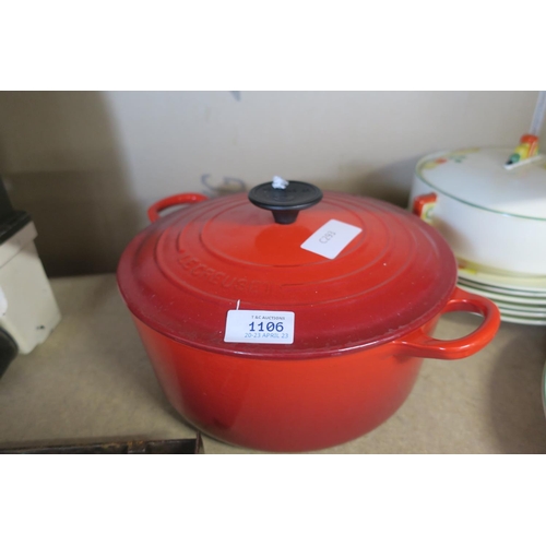 1106 - RED LE CREUSET CASSEROLE POT WITH LID