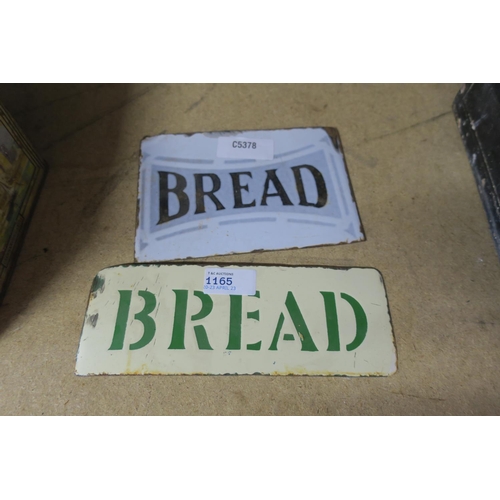 1165 - TWO VINTAGE ENAMELED BREAD SIGNS