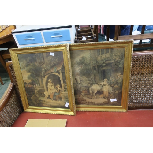 1181 - TWO FRAMED PAINTINGS, PASTORAL GEORGIAN SCENES