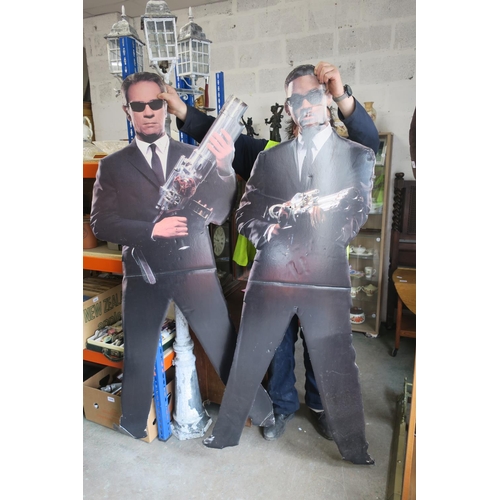 1204 - TWO LIFE SIZE MOVIE THEATRE PROMO CUT OUTS OF MEN IN BLACK