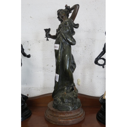 1228 - BRASS SPELTER LAMP BASE FIGURINE