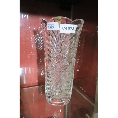 1309 - ROYAL ROCK AUREA  GOLD LINE ITALIAN LEAD CRYSTAL VASE