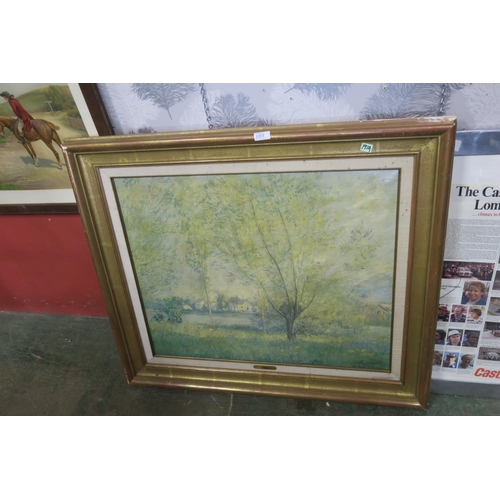 1319 - LARGE FRAMED MONET PRINT ON CANVAS