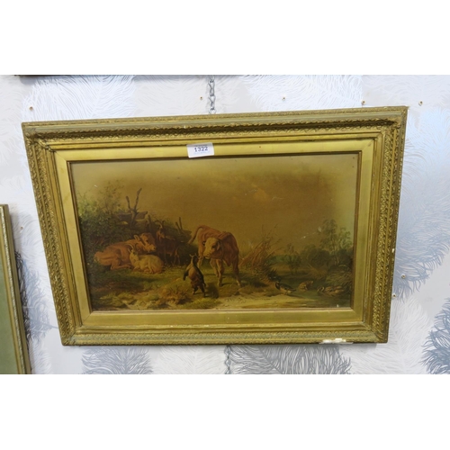 1322 - VINTAGE FRAMED OIL ON CANVAS, PASTORAL SUBJECT