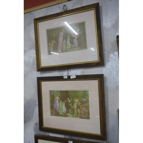 1324 - PAIR OF GLAZED, FRAMED PRINTS OF FAMILY SCENES