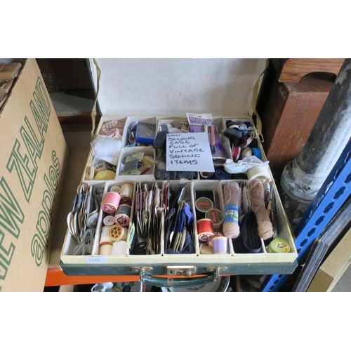 1374 - CASE OF VINTAGE SEWING HABERDASHERY