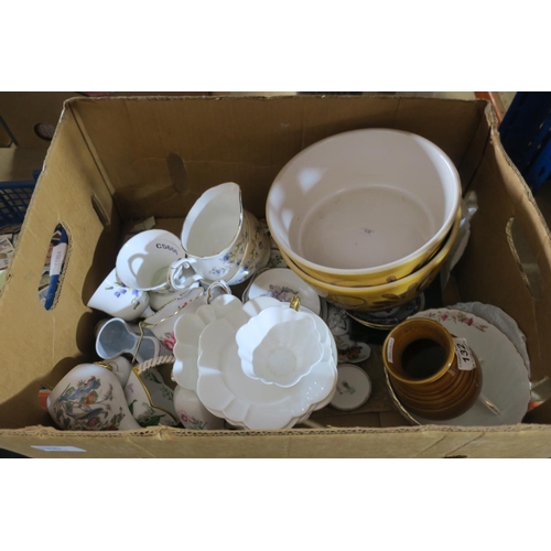 1395 - LARGE BOX OF ASSORTED CHINA, SOME SHELLEY