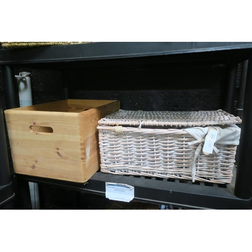 719 - BASKET AND A WOODEN BOX