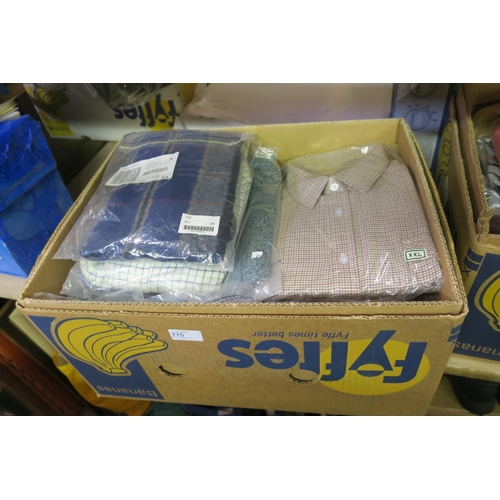 775 - BOX OF MENS CLOTHING, PACKAGED, NEW AND UNUSED