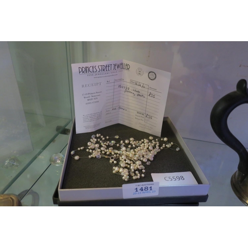 1481 - FLOATING PEARL NECKLACE , RECEIPT IN BOX , WORTH £35