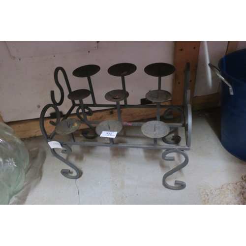 442 - METAL CANDLE HOLDER STAND FIREPLACE SIZED