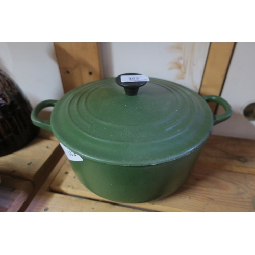 463 - GREEN LE CREUSET CAST IRON CASSEROLE DISH