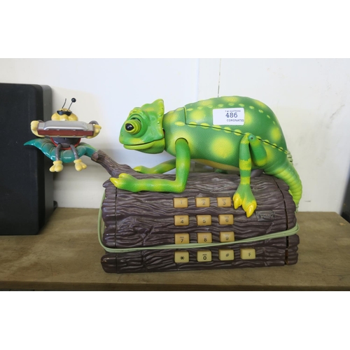 486 - NOVELTY TELEPHONE WITH CHAMELEON AND BEETLE