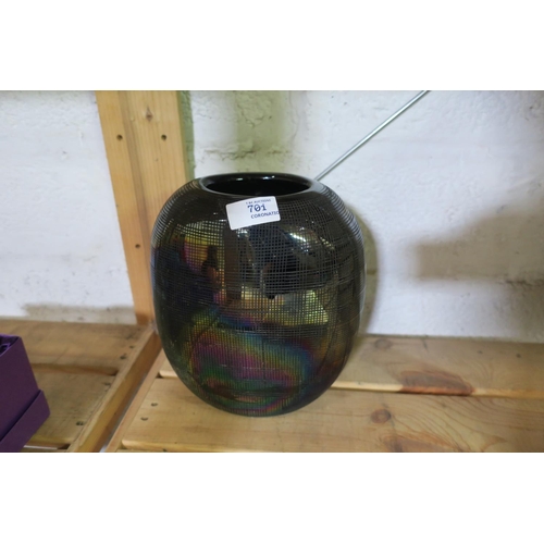 701 - IRIDESCENT POTTERY VASE