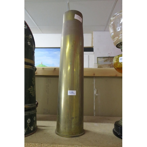 1164 - LARGE BRASS MILITARY SHELL DATED 1963, 105MM M115