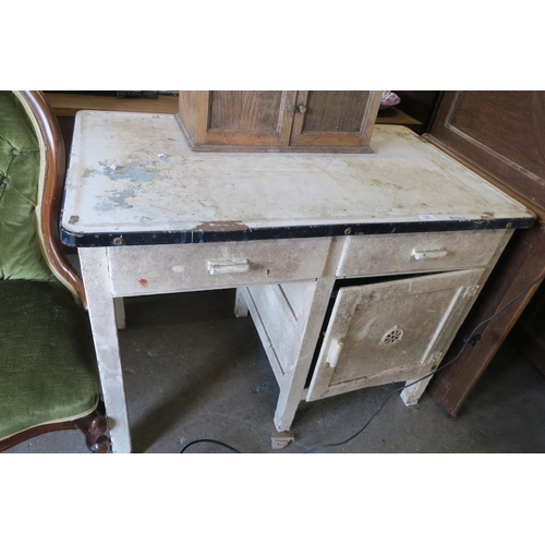 1203 - VINTAGE KITCHEN TABLE / STORAGE UNIT