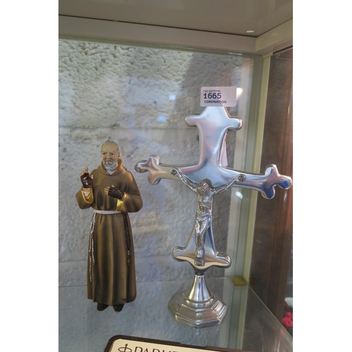 1665 - CRUCIFIX AND A PRIEST FIGURINE