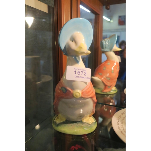 1672 - BORDER FINE ARTS, BEATRIX POTTER CERAMIC - JEMIMA PUDDLEDUCK