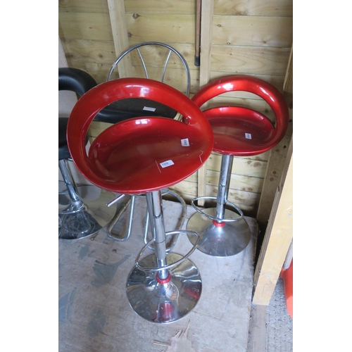 PAIR OF RED BAR STOOLS