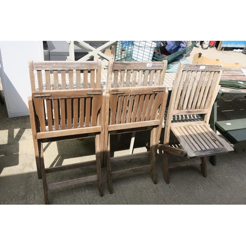 221 - 3 WOODEN FOLDING CHAIRS