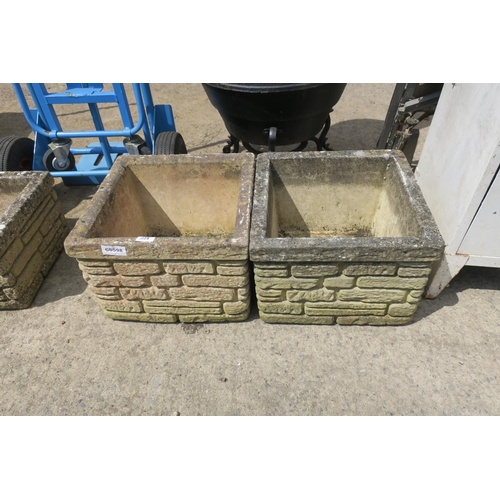 234 - PAIR OF LARGE CONCRETE SQUARE PLANTERS